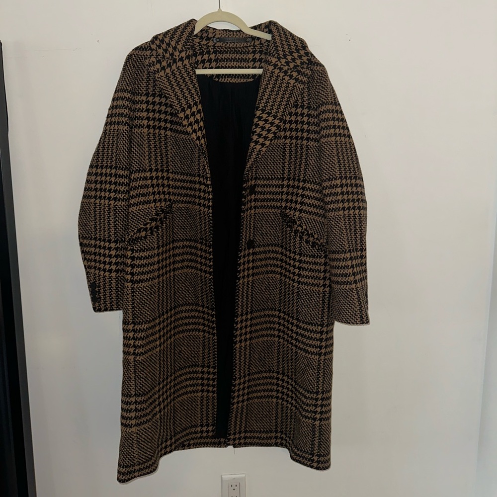 All Saints Brown and black Houndstooth Coat